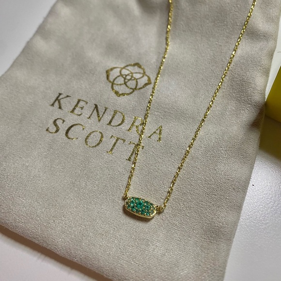 Kendra Scott Necklace Emerald Green Gold Crystal - Picture 3 of 8